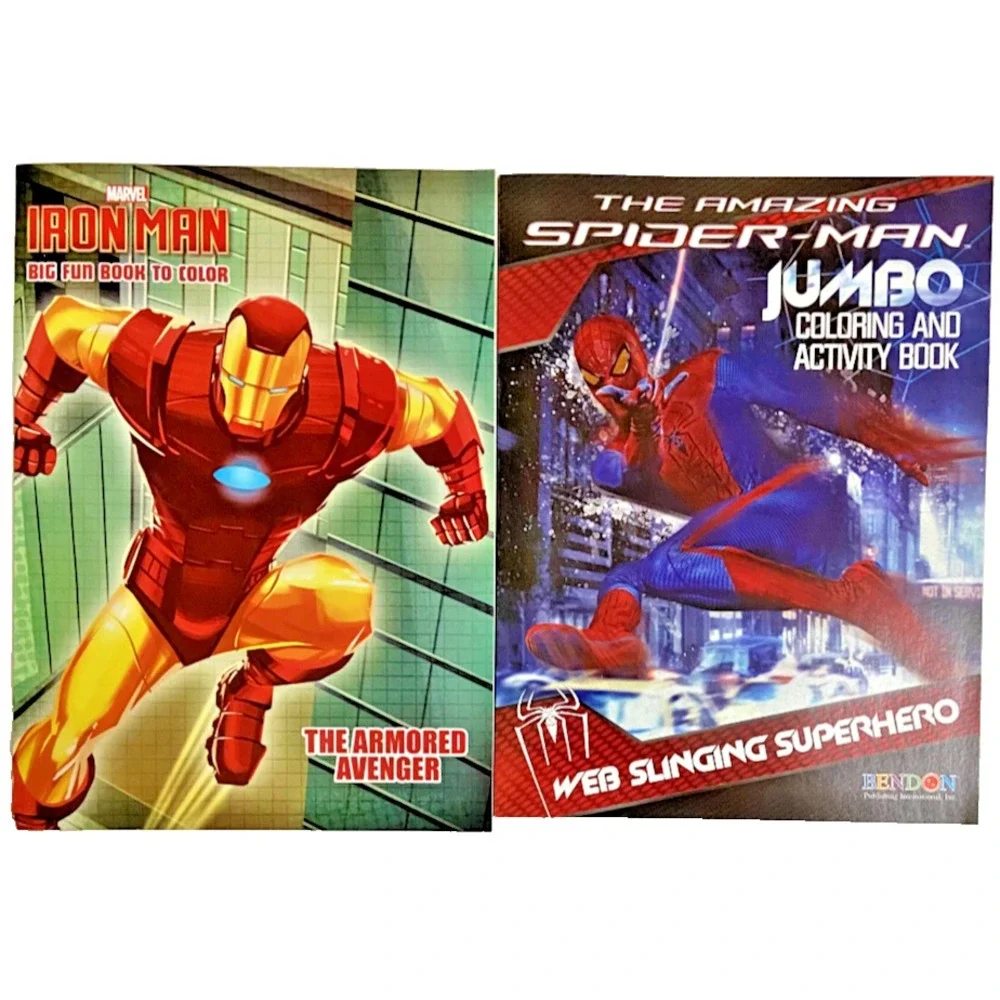 IRON MAN Big Fun Book To Color AMAZING SPIDER-MAN Jumbo Coloring & Activity Book